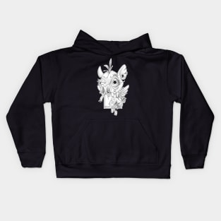 kosher flying pig.black & grey Kids Hoodie